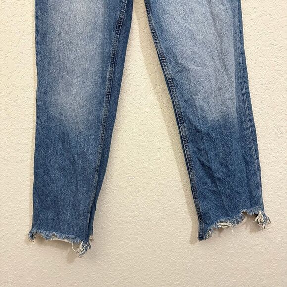 WE THE FREE Maggie Jeans Blue Ankle Chewed Hem Straight Leg Frayed - Picture 5 of 13